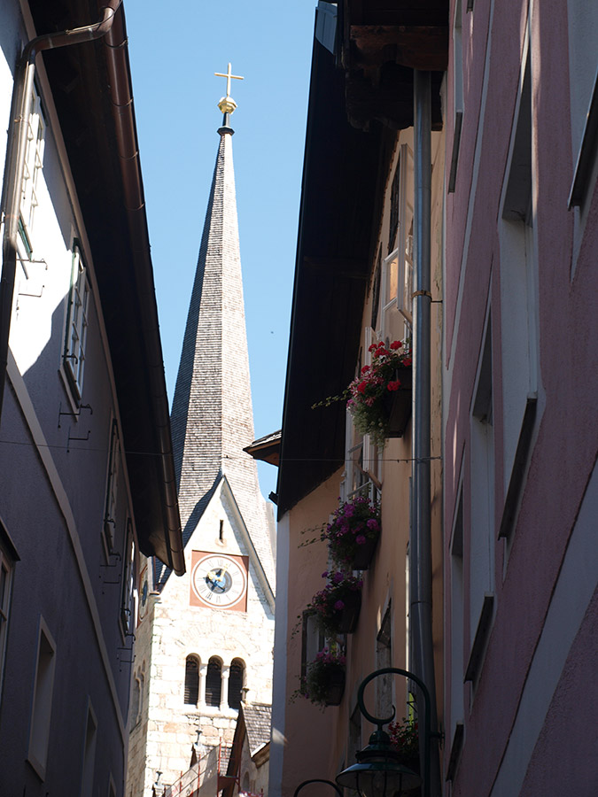 Blick auf die evangelische Kirche