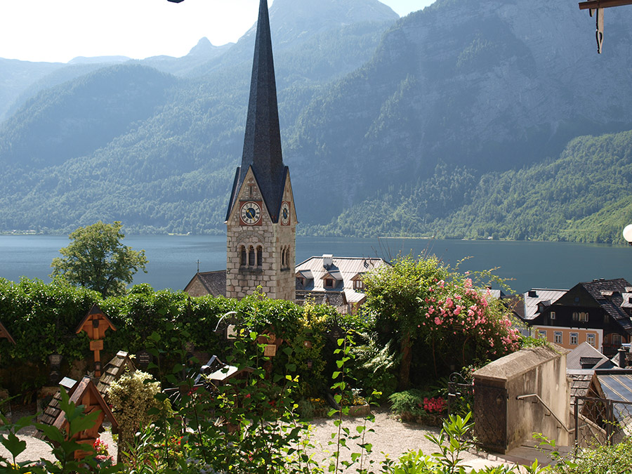 Blick zur evangelischen Christuskirche