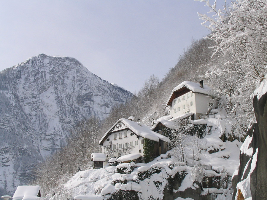 The highest houses of Hallstatt in Winter