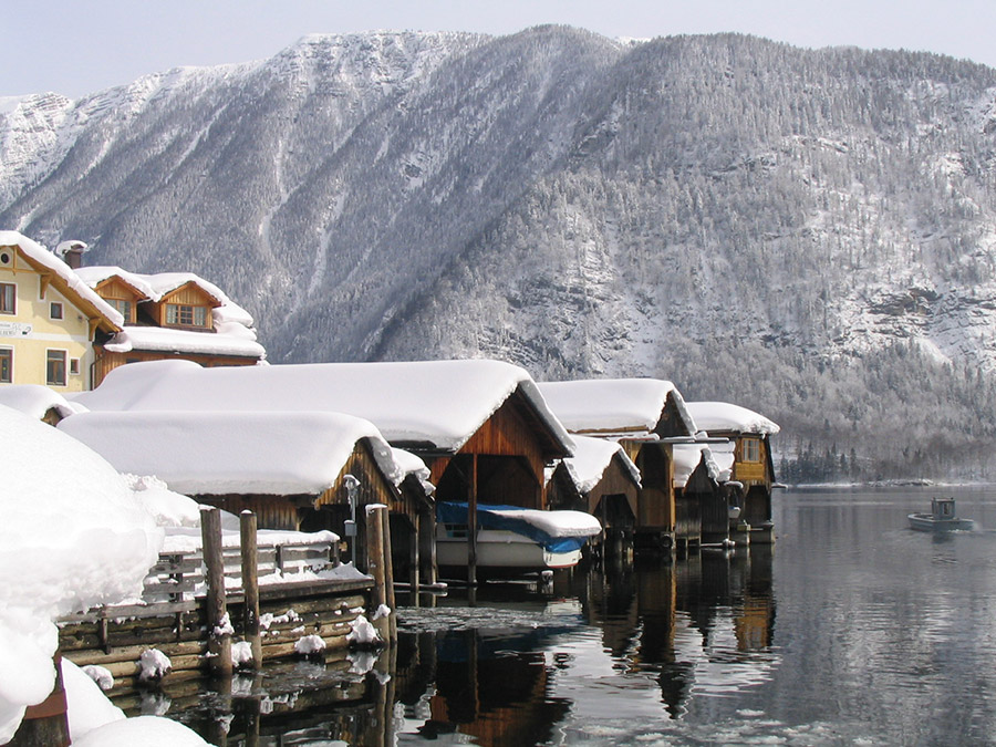 Schiffhütten im Winter